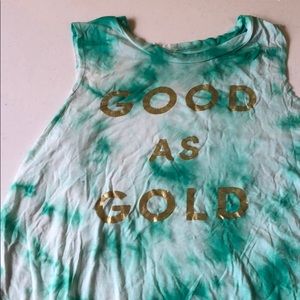 Tie Die tank words that say good as gold
